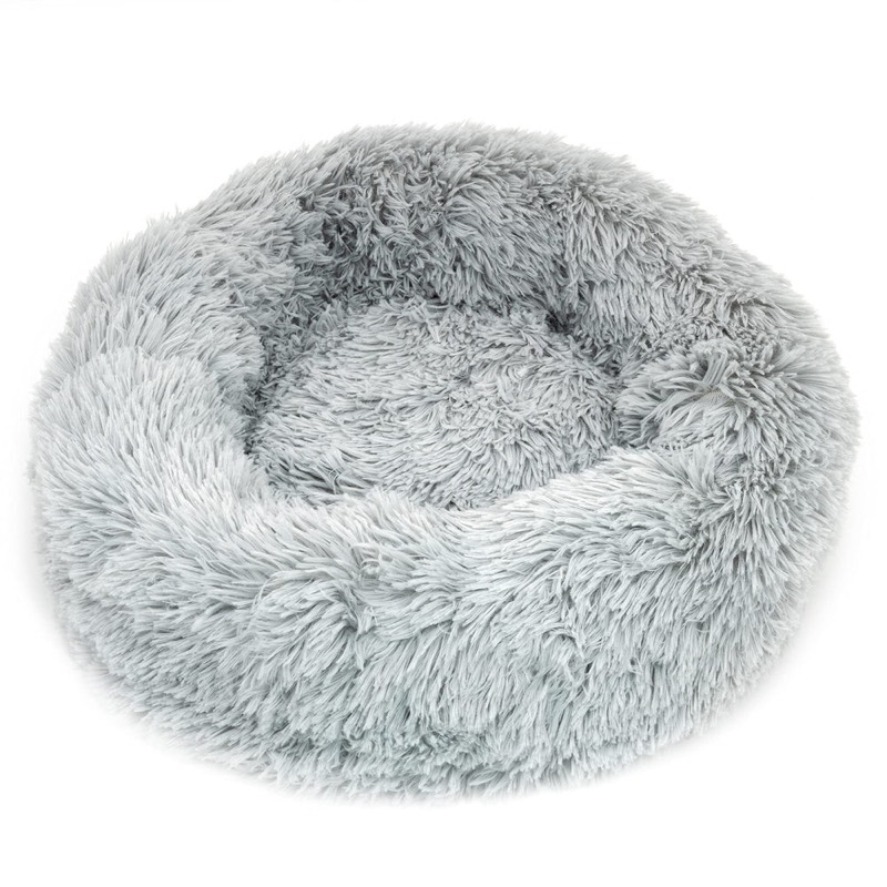 Plush Donut Pet Bed, Grey 40cm