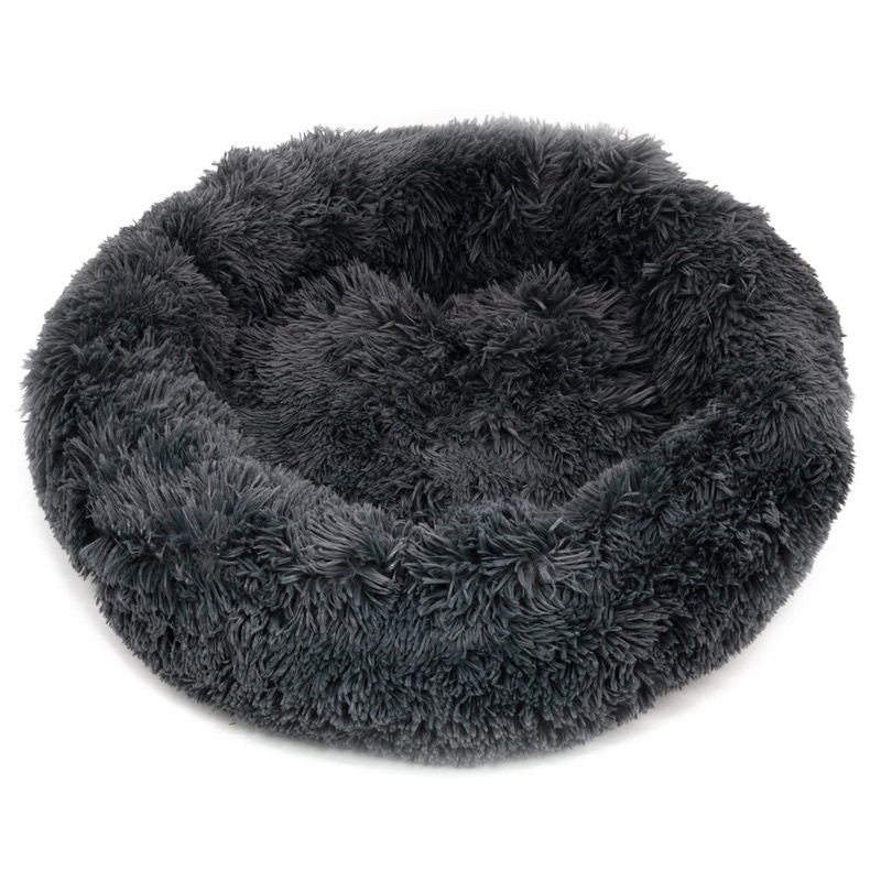 Plush Donut Pet Bed, Dark Grey 50cm