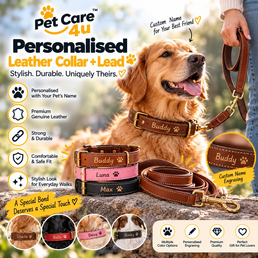 Personalised Leather Collar + Lead